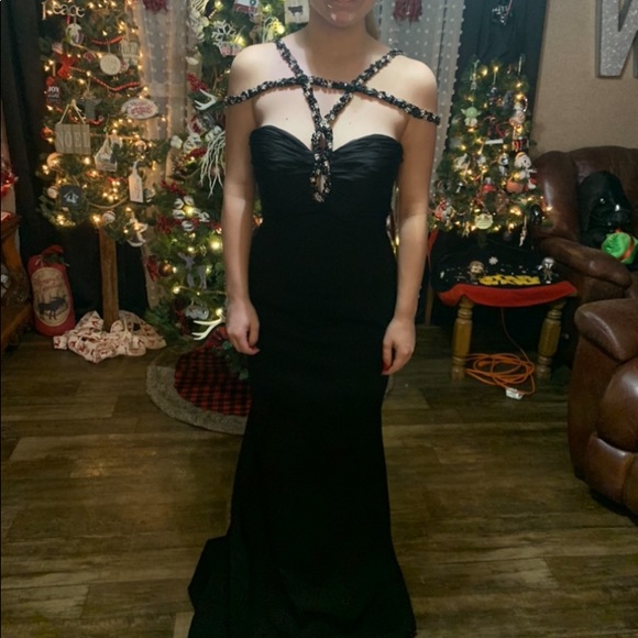 Sherri Hill black gown with a Grecian neckline - Picture 7 of 7